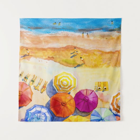 Seascape Love: Waterverf vakantieschilderij Wandkleed (Voorkant)