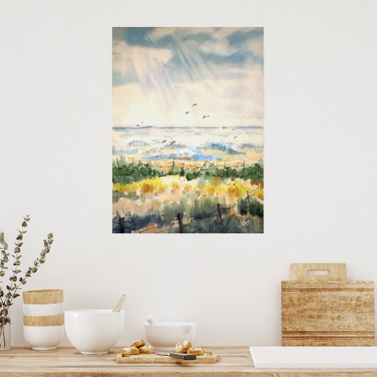 Seascape met omheining poster (Keuken)