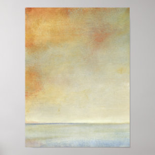 Seascape met Tranquil Oranje Sunset Poster