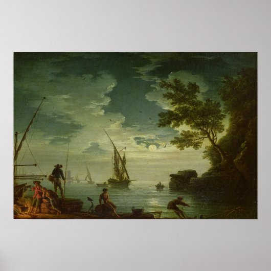 Seascape, Moonlight, 1772 Poster (Voorkant)