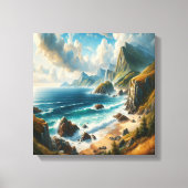 Seascape Paintings Zee Beach met klif Canvas Afdruk (Voorkant)