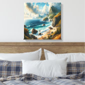Seascape Paintings Zee Beach met klif Canvas Afdruk (Insitu (Slaapkamer))