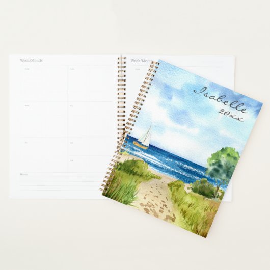Seascape Waterverf Beach Ocean Personalized Planner (Display)
