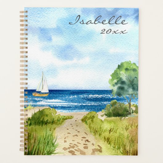 Seascape Waterverf Beach Ocean Personalized Planner (Voorkant)