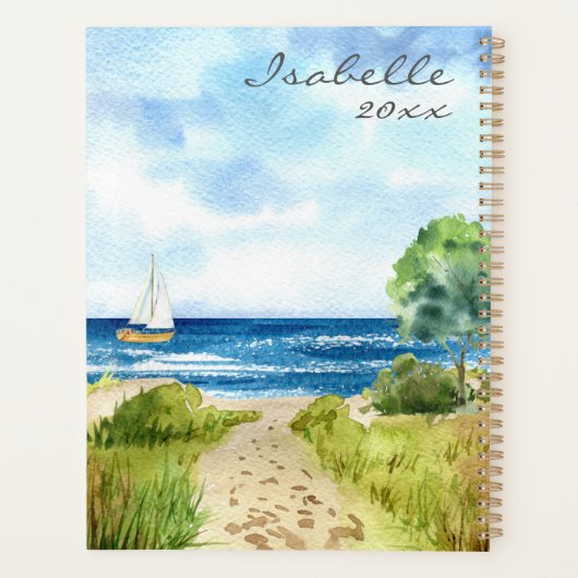 Seascape Waterverf Beach Ocean Personalized Planner (Achterkant)