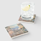  Seascape Welcome  Blue Personalize Print  Stenen Onderzetter (Zijkant)