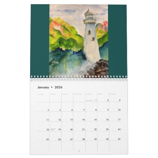 Seascapes Lighthouse Agenda Kalender (Jan 2026)