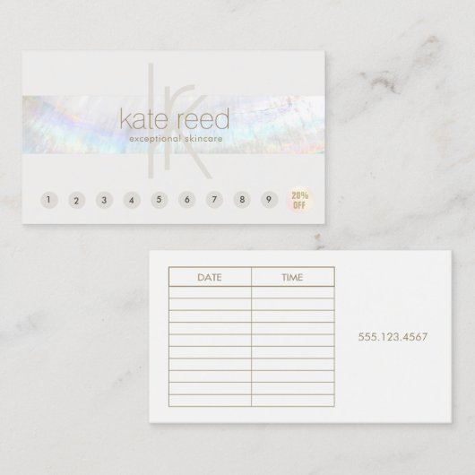 Seashell 10 Punch Klantloyaliteit Afspraak Visitekaartje (Voorkant / Achterkant)