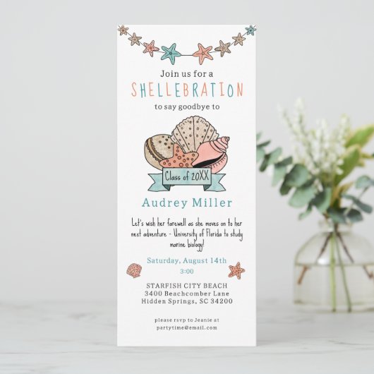 Seashell Afstuderen weg Vaarwel Kaart (Staand voorkant)