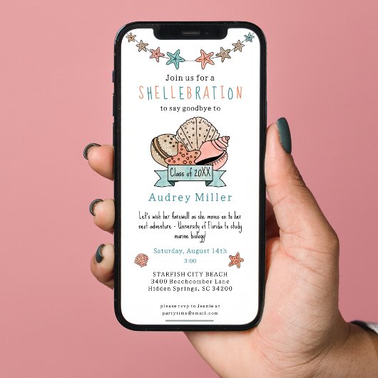 Seashell Afstuderen weg Vaarwel Kaart