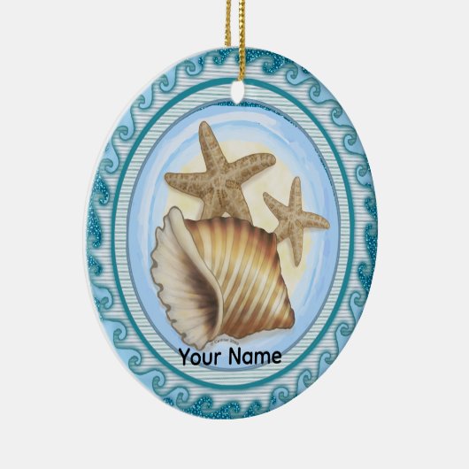 Seashell and Starfish Keramisch Ornament (Rechts)
