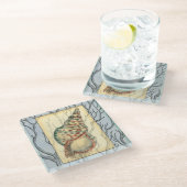 Seashell and Tree Branches Glazen Onderzetter (Schuin)