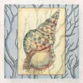 Seashell and Tree Branches Glazen Onderzetter (Voorkant)