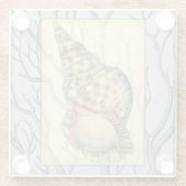 Seashell and Tree Branches Glazen Onderzetter (Achterkant)