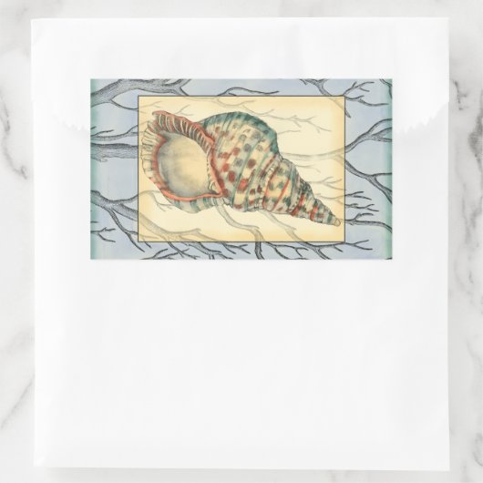 Seashell and Tree Branches Rechthoekige Sticker (Tas)