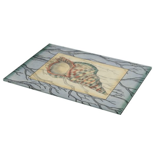 Seashell and Tree Branches Snijplank (Hoek)