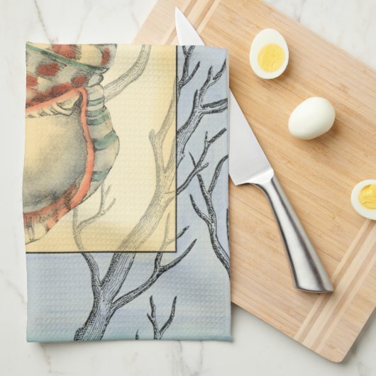 Seashell and Tree Branches Theedoek (Quarter Fold)