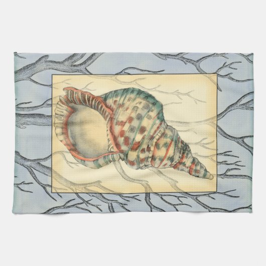 Seashell and Tree Branches Theedoek (Horizontaal)