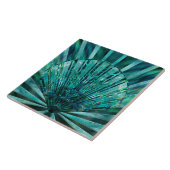 Seashell Art Deco - Aquamarijn en Abalone Tegeltje (Zijkant)