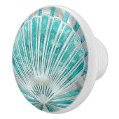 Seashell Art Deco - Aquamarijn en Parel Keramische Knop (Rechts)