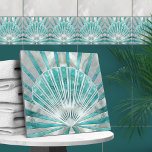 Seashell Art Deco - Aquamarijn en Parel Tegeltje<br><div class="desc">Seashell Art Deco - Aquamarijn en Parel</div>