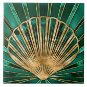 Seashell Art Deco - Malachiet en goud Tegeltje (Voorkant)