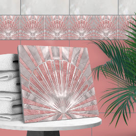 Seashell Art Deco - Roos Quartz en Pearl Tegeltje