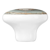 Seashell Art Nouveau Faux Relief Mint Blauw & Goud Keramische Knop (Zijkant)