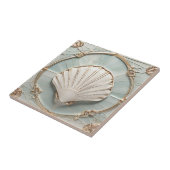 Seashell Art Nouveau Faux Relief Mint Blauw & Goud Tegeltje (Zijkant)