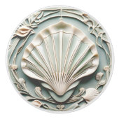 Seashell Art Nouveau Faux Relief Mint White Shell Keramische Knop (Voorkant)