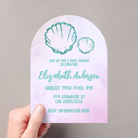 Seashell-Baby shower Acryl Uitnodigingen (Insitu (Draagbaar))