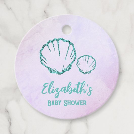 Seashell-Baby shower Bedankjes Labels (Voorkant)