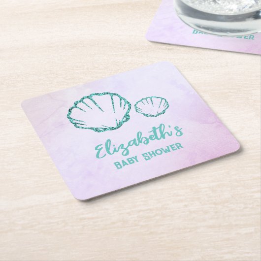 Seashell-Baby shower Kartonnen Onderzetters (Schuin)