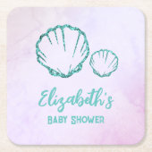 Seashell-Baby shower Kartonnen Onderzetters (Voorkant)