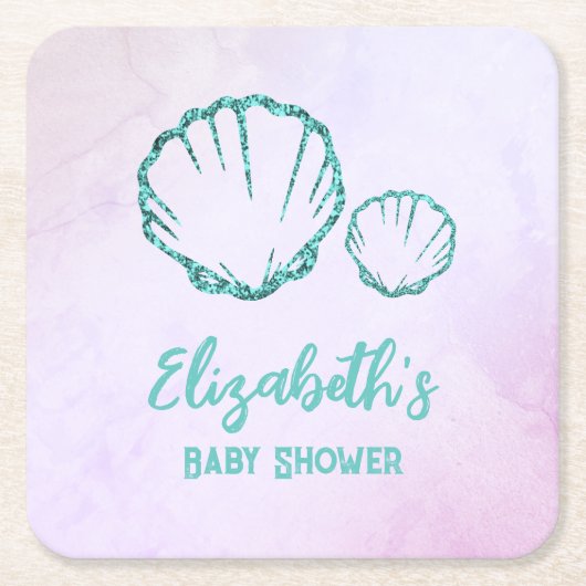 Seashell-Baby shower Kartonnen Onderzetters (Voorkant)