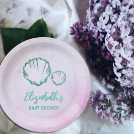 Seashell-Baby shower Papieren Bordje