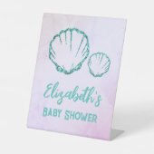 Seashell-Baby shower Reclamebord Met Voetstuk (Voorkant)