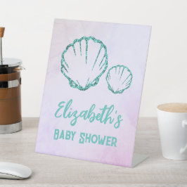 Seashell-Baby shower Reclamebord Met Voetstuk