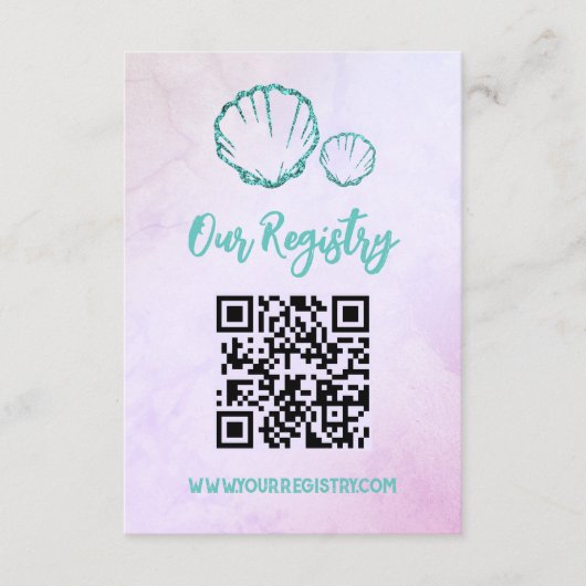 Seashell Baby shower Registry Informatiekaartje (Voorkant)