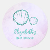 Seashell-Baby shower Ronde Sticker (Voorkant)