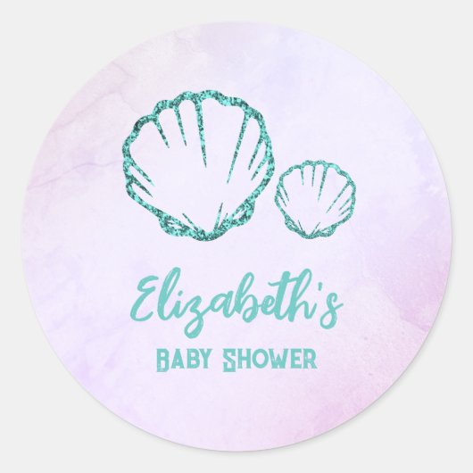 Seashell-Baby shower Ronde Sticker (Voorkant)
