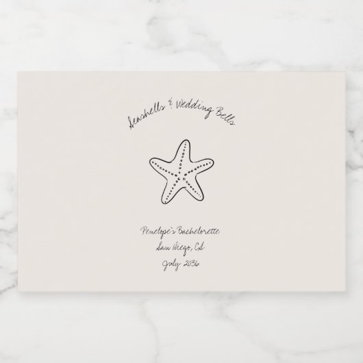 Seashell Bachelorette Mini Liquor Bottle Labels Likeurfles Etiket (Enkel label)