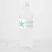 Seashell Beach Aqua Airbnb Vacation Rental Waterfles Etiket (Voorkant)