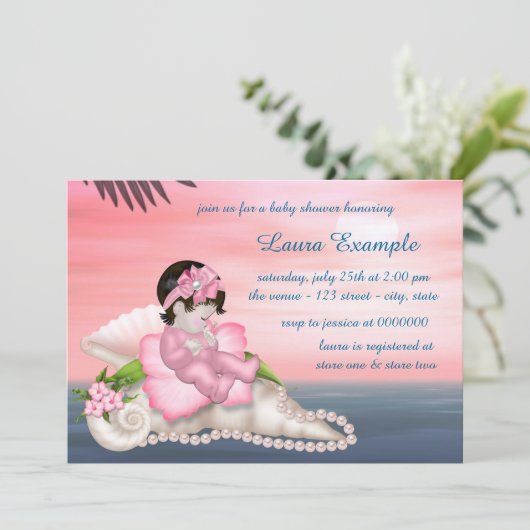 Seashell Beach Baby shower Kaart (Staand voorkant)