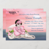 Seashell Beach Baby shower Kaart (Voorkant / Achterkant)