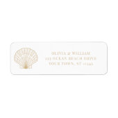 Seashell Beach Beige Wedding Retouradres Etiket (Voorkant)