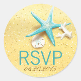 Seashell Beach Bestemming Bruiloft RSVP Label
