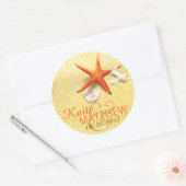 Seashell Beach Bestemming Trouwlabel Ronde Sticker (Envelop)