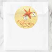 Seashell Beach Bestemming Trouwlabel Ronde Sticker (Tas)