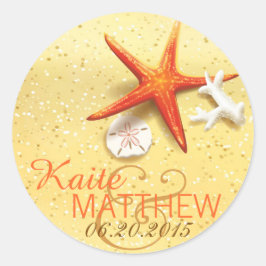 Seashell Beach Bestemming Trouwlabel Ronde Sticker